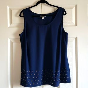 NWT 1X Navy Blue Dressbarn Sleeveless Blouse